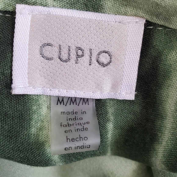 CUPIO TIE DYE TWO TONE GREEN TOP EMBROIDERED LONG SLEEVE SPLIT NECK WOMENS (M) - Picture 9 of 10